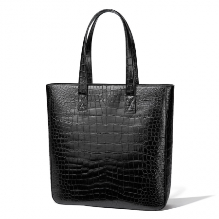 Alligator Leather Tote Shoulder Bag Top Handle Bag for Work Travel-Micro Side