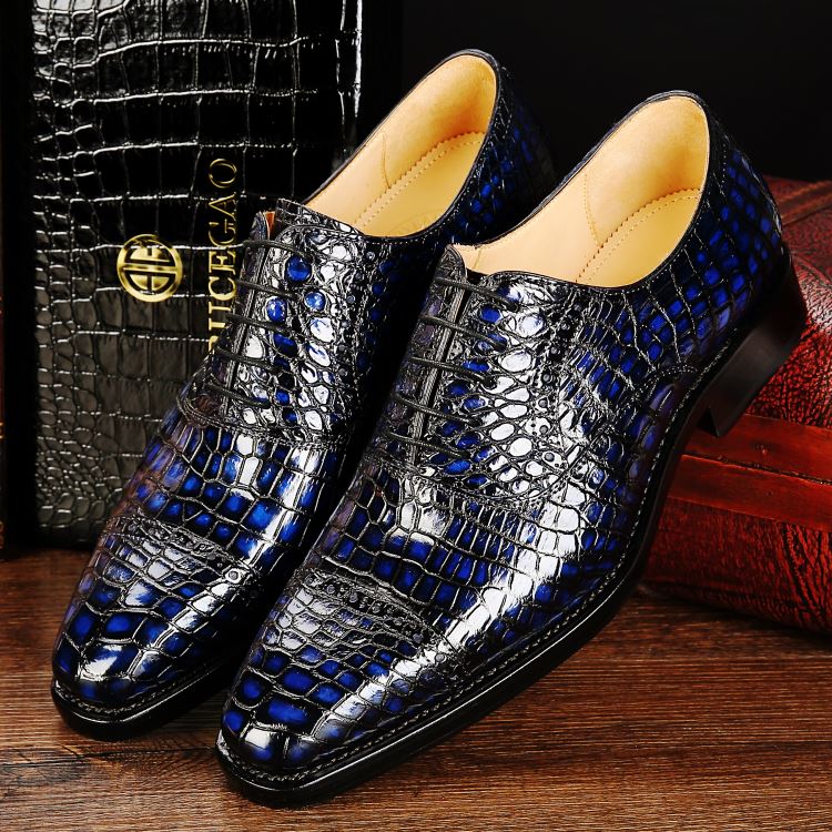 Authentic Crocodile Skin 100% Handmade Buckle Strap Men's Dress Shoes Genuine Real Alligator Leather