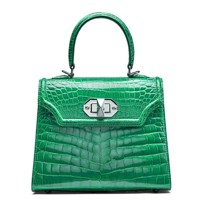 Custom Lady Designer Kelly Bag Genuine Crocodile Belly Leather