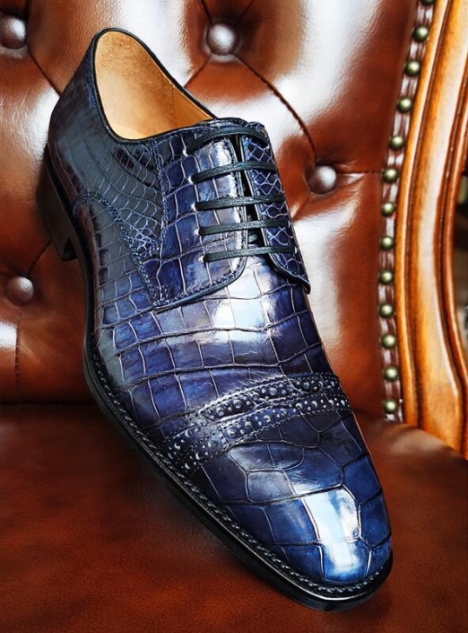 Formal Business Alligator Leather Shoes Modern Cap-toe Derby Shoes for Men