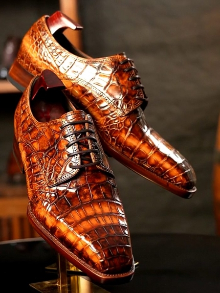 Formal Alligator Leather Shoes Modern Derby Shoes for Men