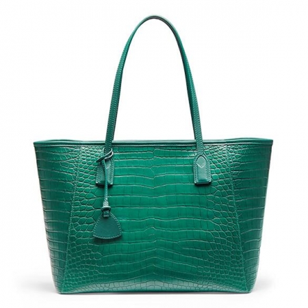 Alligator Tote Shoulder Bags Travel Tassel Handbags Laptop Bags-Green