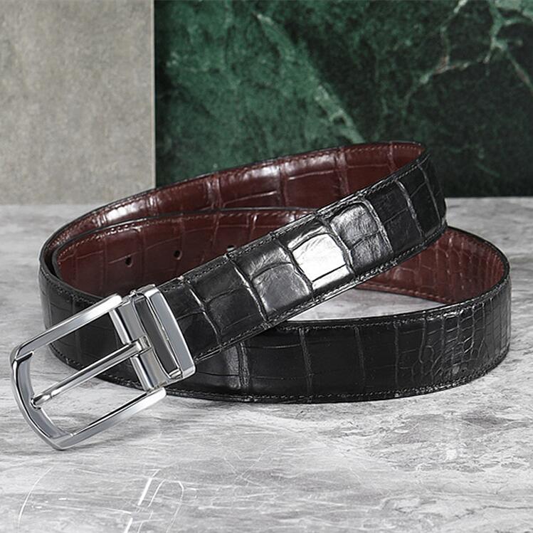 Bke Reversible Leather Belt - Grey/Black 46, Men's