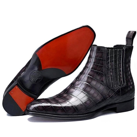 Casual Alligator Leather Chelsea Boots for Men-Sole