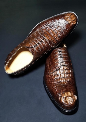 Crocodile Hornback Derby Shoes Dress Shoes