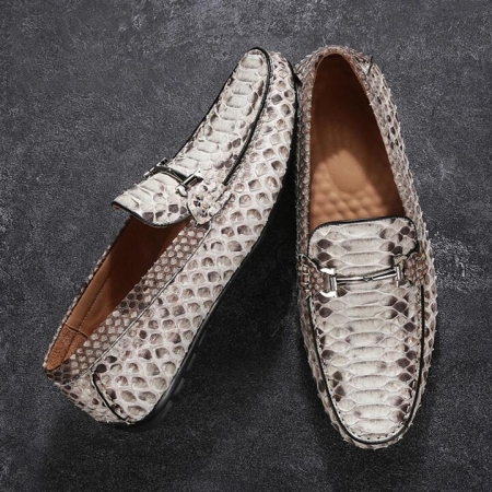 Snakeskin Bit Slip-on Loafers Driving Style Moccasin Shoes for Men