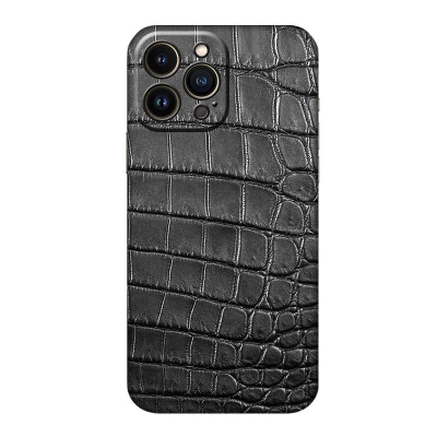 iPhone 13 Pro Max Leather Case Croco Black