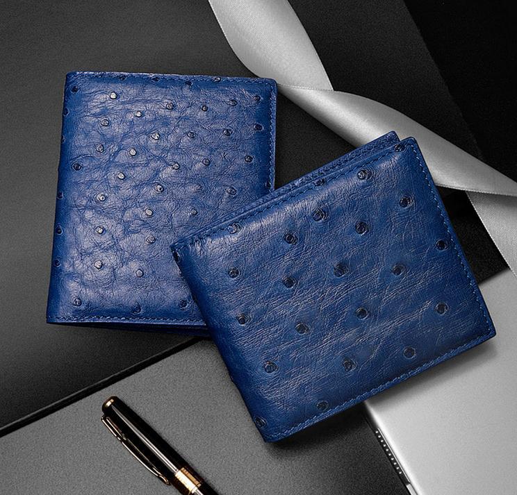 PRADA Mens Ostrich leather wallet. Dark blue