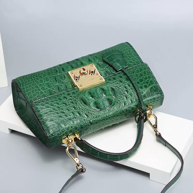 Luxury handbag - Jimmy Choo model Varenne handbag with camera embossed green  croco