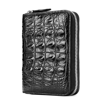 Handmade black bifold exotic leather wallet