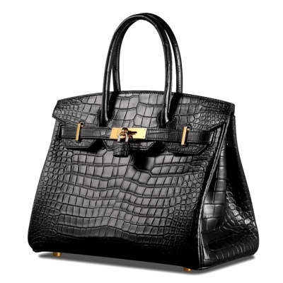 Stylish Alligator Leather Padlock Handbags