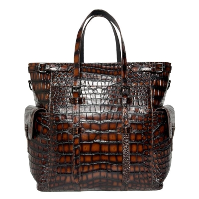 Vtg Vassar Handbag Genuine Alligator Skin Purse Brown… - Gem