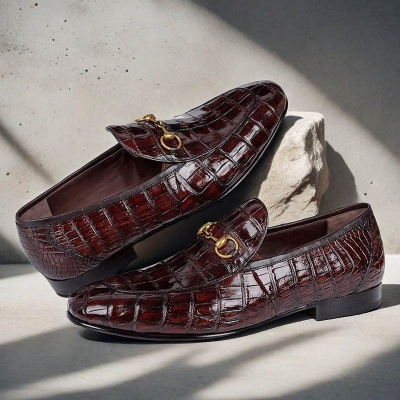 Men's Alligator Leather Bit Slip-on Loafers