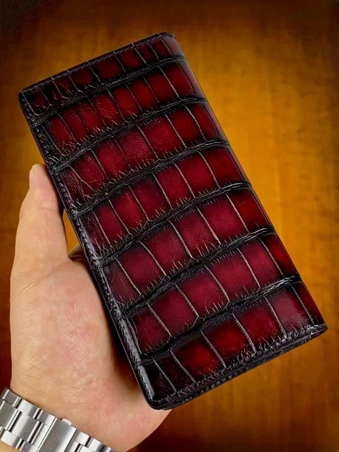 Custom Alligator Leather Wallets Multi-Card Suit Wallets - Burgundy